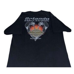 Harley-Davidson Orlando Florida USA Skull Biker Tee Men's Large‎ T-Shirt Black